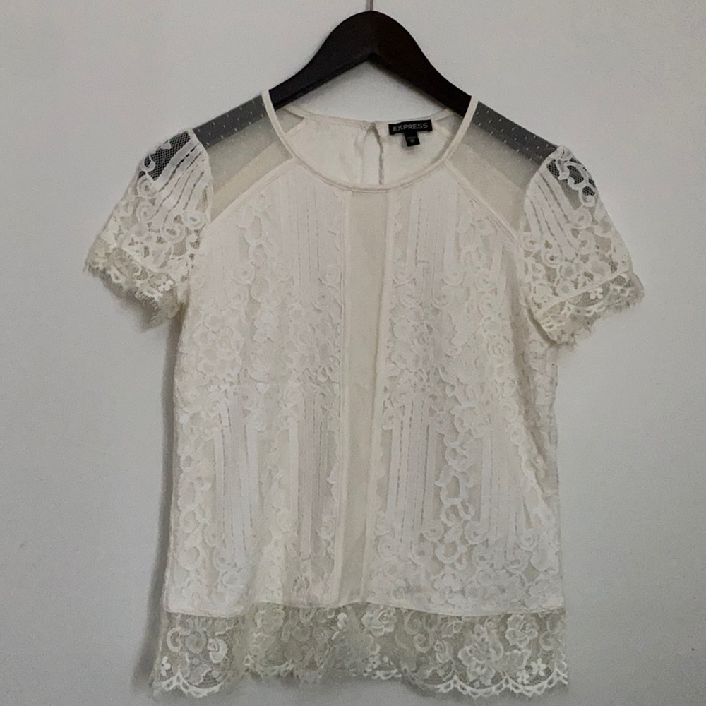 Express White Lace Blouse xsmall